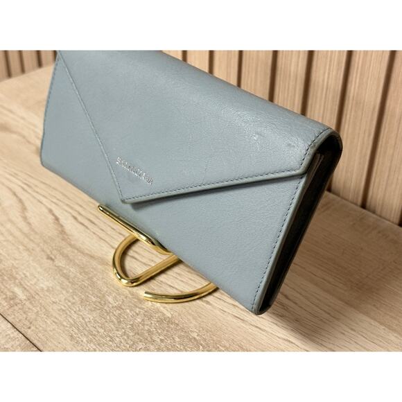 Authentic Balenciaga Envelope Continental Wallet in Light Blue - Picture 2 of 14